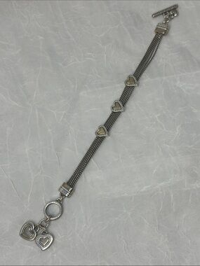 Brighton Silver Heart Link Multi-Row Bracelet